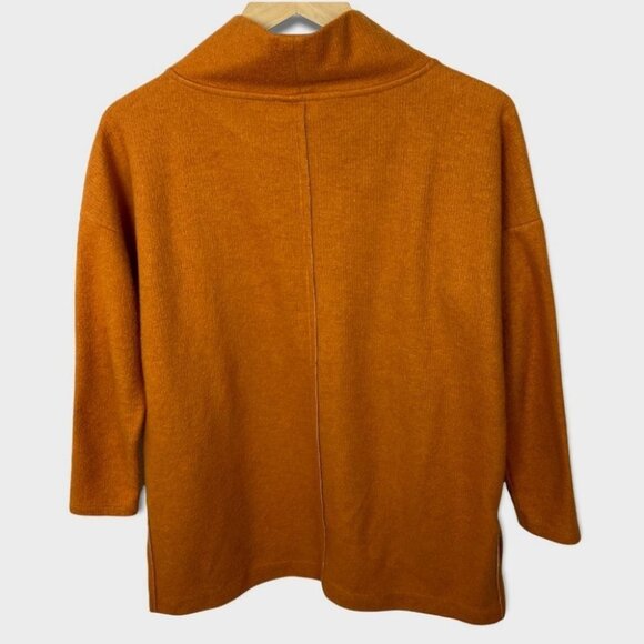 Anthropologie Rib Knit Funnel Neck Sweater Oversized Orange Long Sleeve‎ Boho XS - Picture 6 of 14